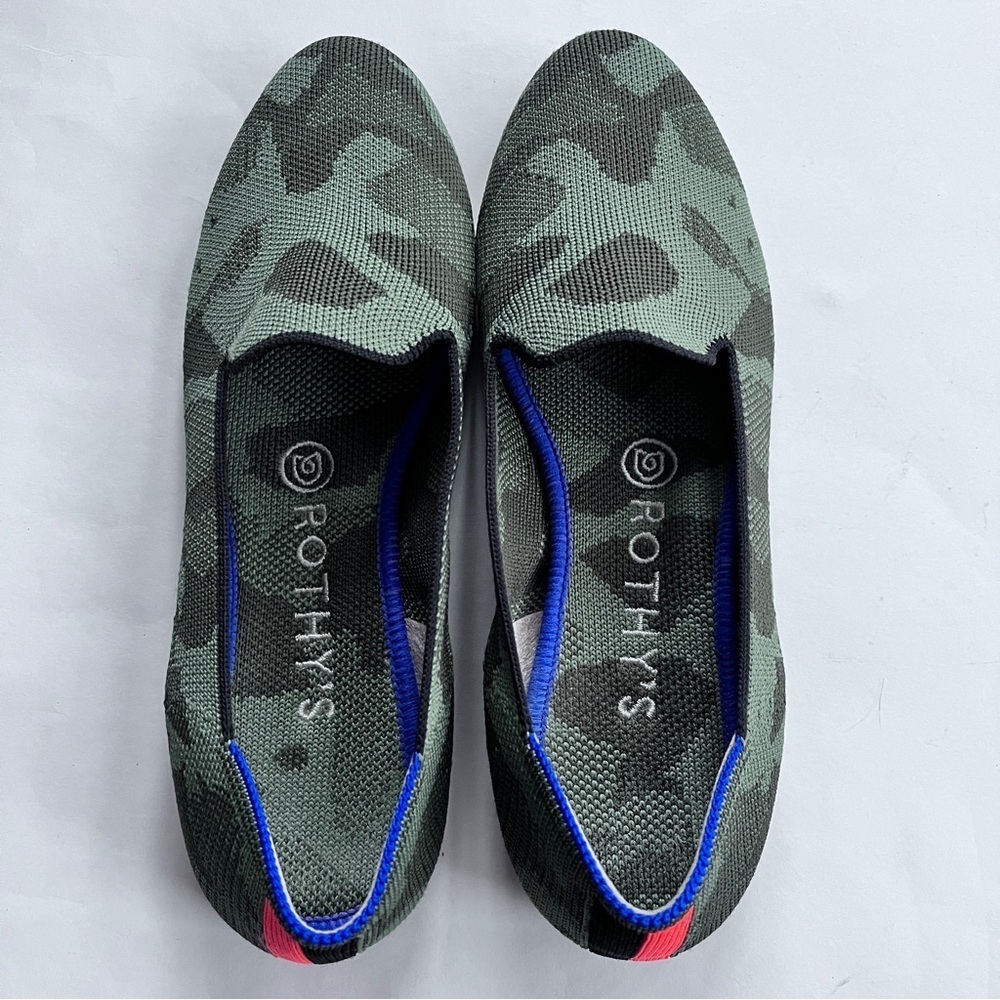 Rothy's The Loafer Green Camouflage Women’s Flats Shoes Size 7.5 - Picture 4 of 16